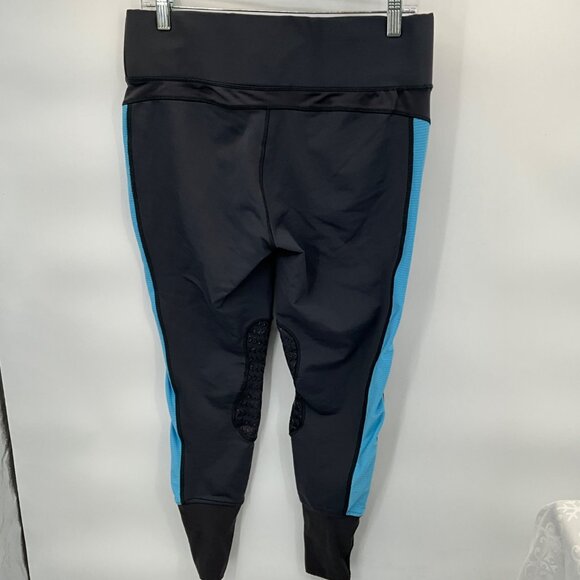 TuffRider Ladies Marathon Tights XL Charcoal Gray & Neon Blue 80% Nylon 20% Span - Picture 3 of 6